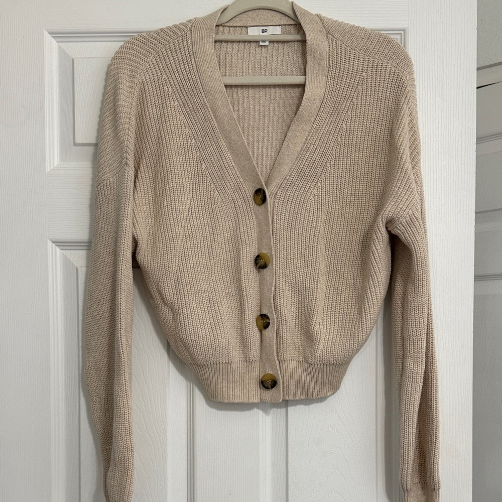 B.P. Beige Button-Up Women's Sweater